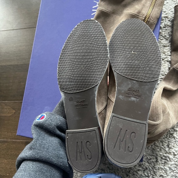 Stuart Weitzman Taupe Zipper Over Knee Boots - Picture 6 of 7